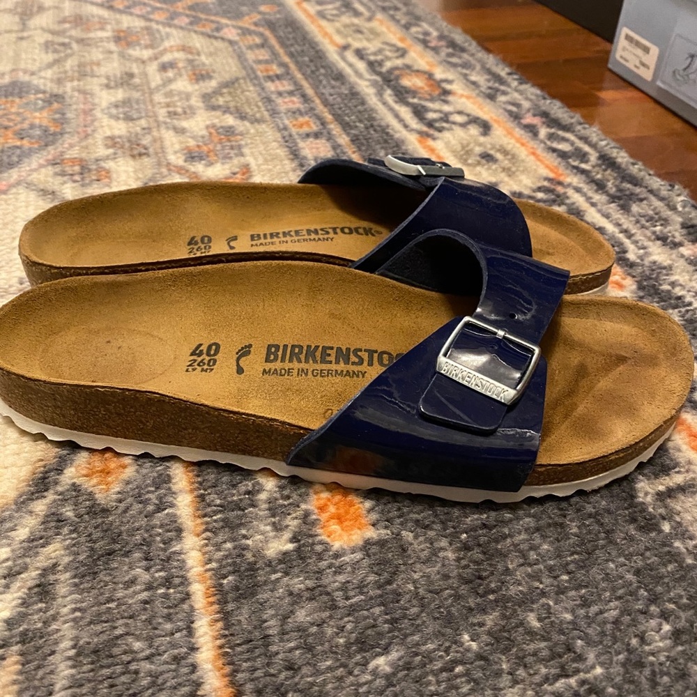 Birkenstock Madrid Slide Navy Patent